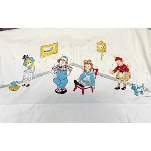 Vintage Raggedy Ann Andy Twin Flat Sheet Bobbs Merrill Licensed Retro Kids